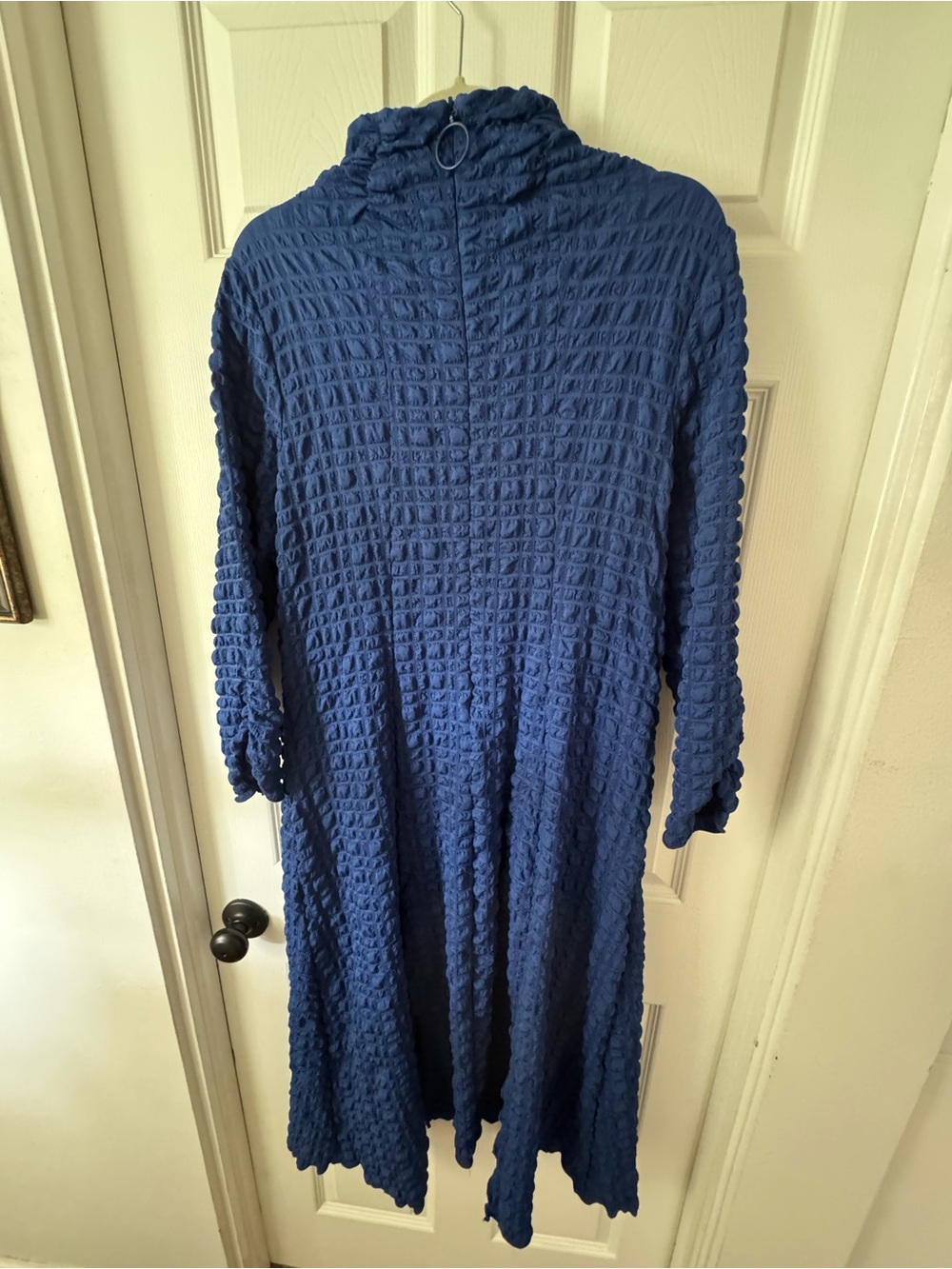 IC collection- Textured Navy Blue Long Sleeve Pocket Dress - Picture 7 of 13
